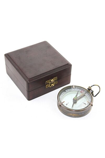 KTT Brass Compass Model 10 with Wooden Box, Stylishly Designed Functional Product
