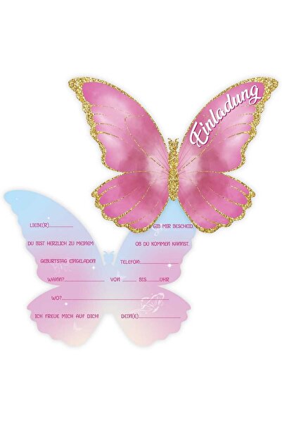 Fowecelt Petrecere copii- invitații în forme de fluturi în limba germană