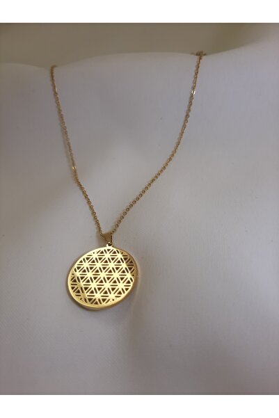 Çelik Yaşam Çiçeği Kolye - gold - 45 cm