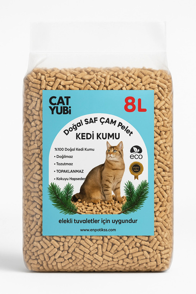 Cat Yubi %100 Doğal "TOPAKLANMAYAN" Pelet Kedi Kumu 8 Lt