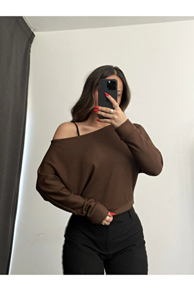 nona butik Bluză Gina cu mâneci liliac - maro