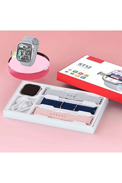 Generic ST12 Smart Watch, 5.6 cm Full Screen, 4G SIM Support, 3 Straps with Wireless Charger