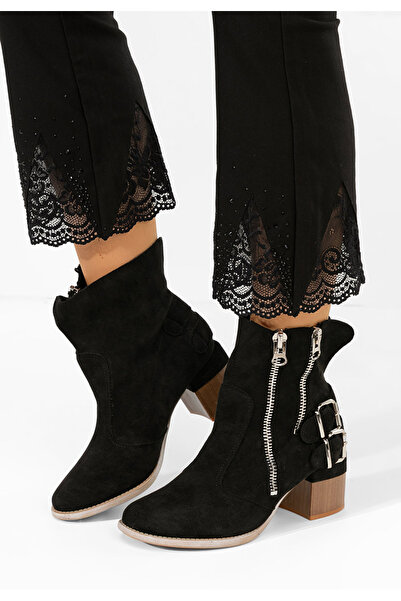 B T Shoes Μποτάκια με χοντρό τακούνι Laroya V6 Μαύρα