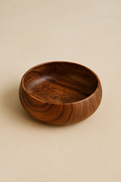 KaiHome Handmade 25 cm Acacia Wood Bowl – Deep and Deeply Concave Salad Serving, Rustic Kitchen Decor
