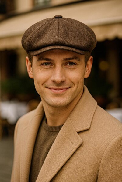 MARBERRY قبعة رجالية من صوف الكشمير باللون البني