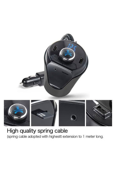 Ruan Multifunctional Kit BX6 BX7 FM Bluetooth function with 2 USB ports TF CARD Slot AUX Black