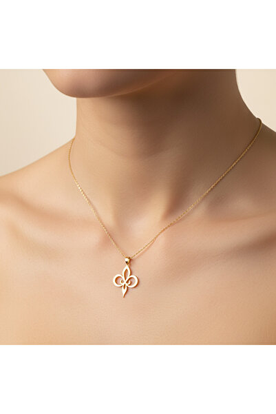 TabiTela 8 ayar altın kolye ucu fleur-de-lis GM4269 0.5 gr