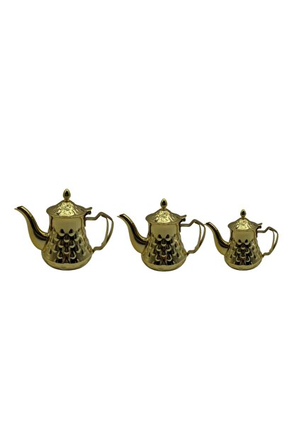 cc bin shihon Luxury gold-plated stainless steel teapot/pot set, rust-resistant, set of 3 pieces, various sizes: 800/1200/1600ml