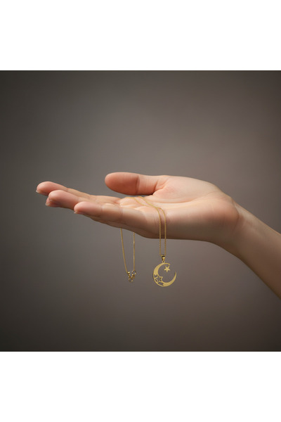 TabiTela 8 ayar altın kolye ucu ay ve yıldız GM7553 0.5 gr