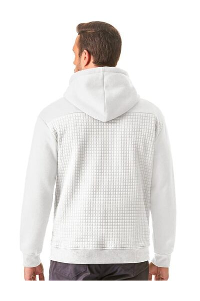 OEM Ανδρικό φούτερ με κουκούλα Elegance, μακρυμάνικο, λευκό, casual, ζεστό, με τσέπες, μέγεθος L