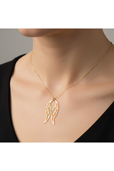 TabiTela 8 ayar altın kolye ucu melek kanatları GM6382 1 gr