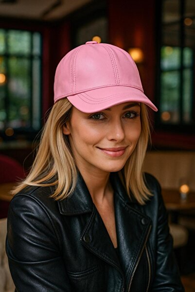 BALIENTE Γυναικείο καπέλο από ροζ συνθετικό δέρμα