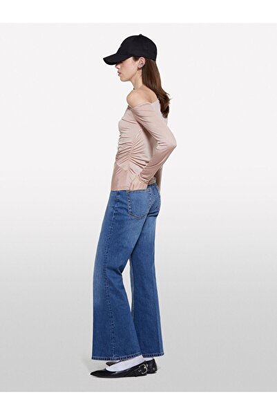 Sisley Stretch Fabric Stitching Detail Slim Fit Blouse Women's Milk Coffee Blouse - 325P33Txl400X