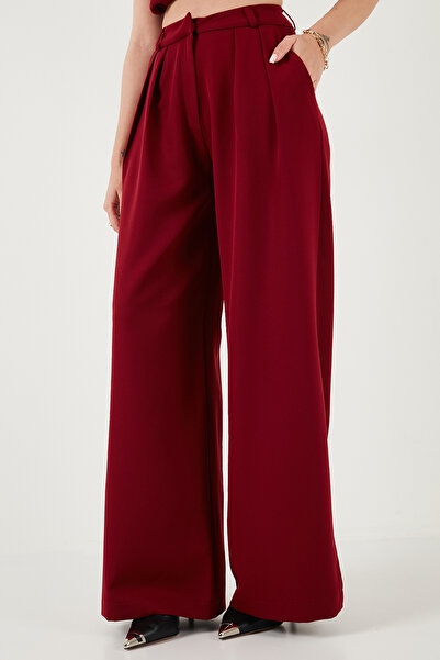 Lela Wide Leg High Waist Wide Leg Pants with Pile Detail Pants 6522016