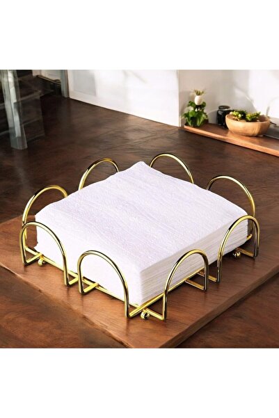 Hype Store Gold Gold Plated Stainless Napkin Holder, Multicolor, Medium