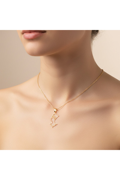 TabiTela 14 ayar altın kolye ucu Nefertiti GM7586 1 gr