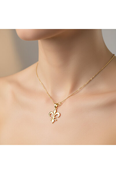 TabiTela 14 ayar altın kolye ucu fleur-de-lis GM4272 0.5 gr