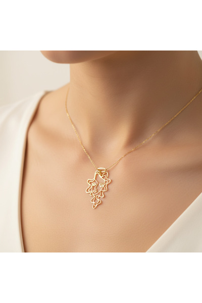 TabiTela 14 ayar altın kolye ucu çizgi sanatı portresi GM2754 0.5 gr