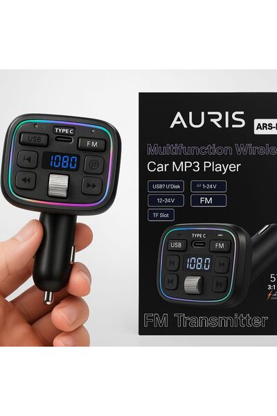 OEM Aures M55-H1 Bluetooth FM– Araç İçi MP3 Çalar, Type-C + USB Girişli, Hızl...