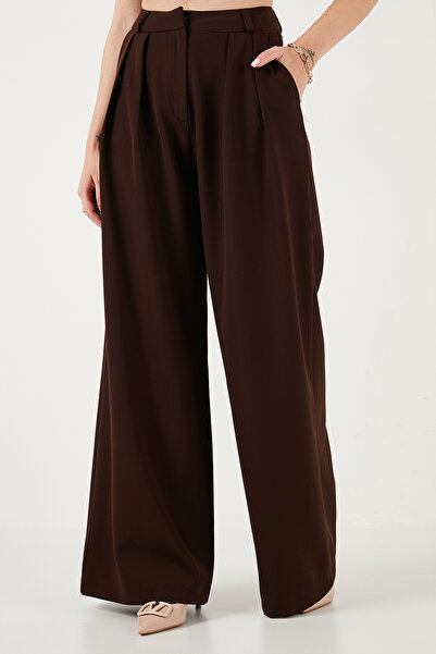 Lela Wide Leg High Waist Wide Leg Pants with Pile Detail Pants 6522016