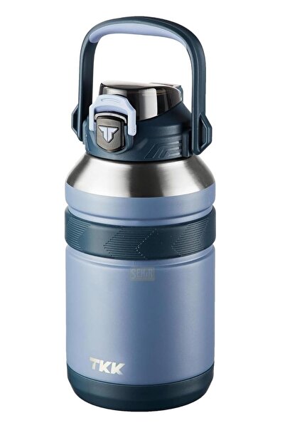 Hepta Collection Tkk Mega Size 1500ml Stainless Steel Thermos Flask with Straw/Without Straw with Strap (Dark Blue)