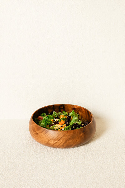 KaiHome Handmade 25 cm Acacia Wood Bowl – Deep and Deeply Concave Salad Serving, Rustic Kitchen Decor