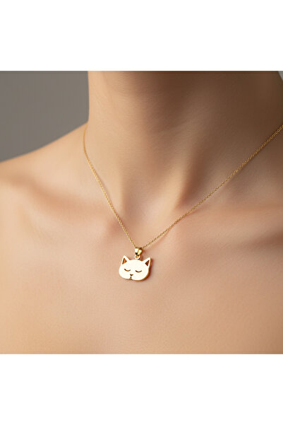TabiTela 8 ayar altın kolye ucu kedi GM6303 1 gr