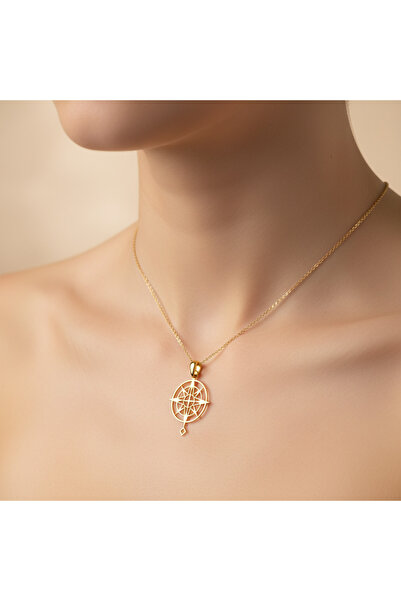 TabiTela 14 ayar altın kolye ucu pusula GM6557 0.5 gr