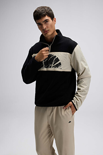 Ellesse Ανδρικό φούτερ με λογότυπο αντίθεση χρωμάτων Regular Fit Half Zip ψηλός λαιμός SWEAT EM519