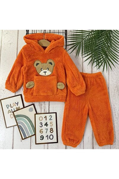 Superbaby Set pufos hanorac si pantaloni Welsoft Orange