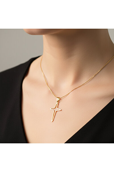 TabiTela 8 ayar altın kolye ucu haç GM1676 1 gr