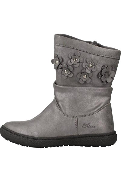 Chicco Metallic gray girls' boots with 3D flowers