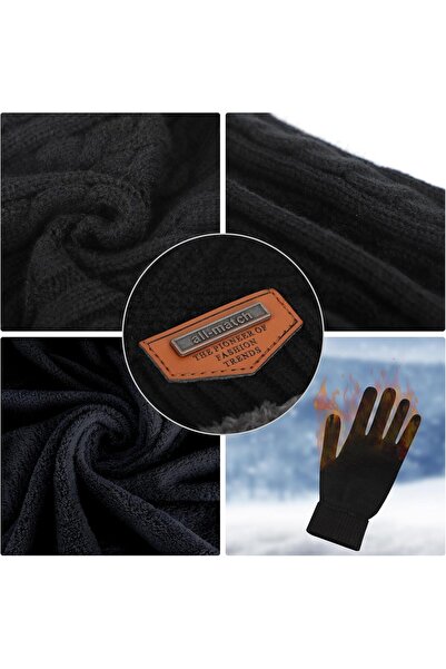 NO N4ME Maylisak Knit Winter Beanie 3-Piece Set with Neck Warmer & Touchscreen Gloves (Fleece-Lined)