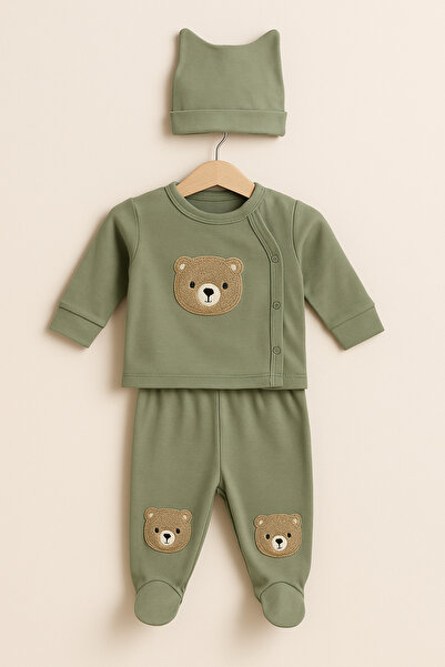 eradkids Organic Cotton 3-Piece Baby Bodysuit Set / Suzeene Embroidery Set with Hat Baby Gift (0-3 Months)