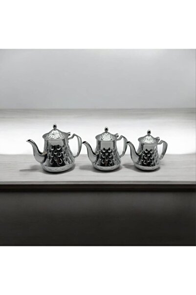 cc bin shihon Luxury stainless steel teapot/pot set, silver inlaid, rust-resistant, 3 pieces, various sizes: 800/1200/1600ml