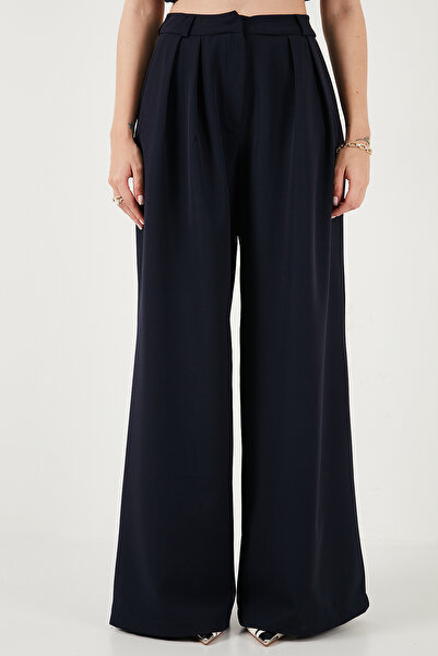 Lela Wide Leg High Waist Wide Leg Pants with Pile Detail Pants 6522016