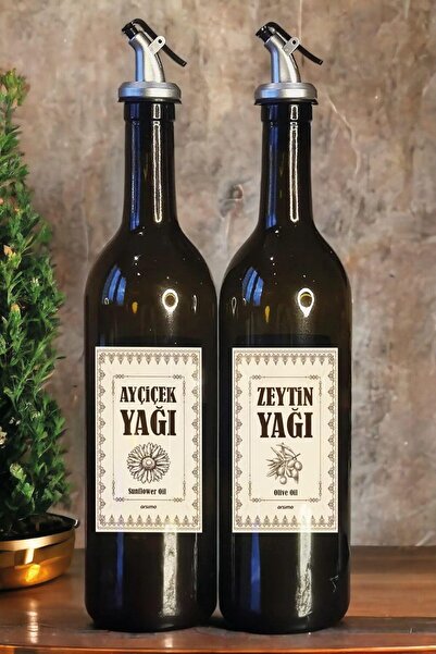 Hype Store Glass Oil Bottle Set of 2, 750 ml Olive Oil & Sunflower Oil Dispen...