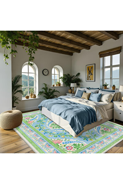 rugseason Renkli Çiçekli Dokuma Taban Kilim Salon Mutfak Oturma Odası Çocuk O...