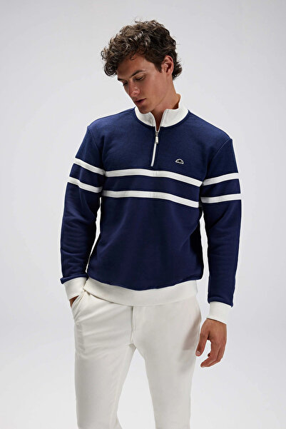 Ellesse Смугастий бавовняний Regular Fit з напівзастібкою та стоячим коміром Світшот для чоловіків SWEAT EM619