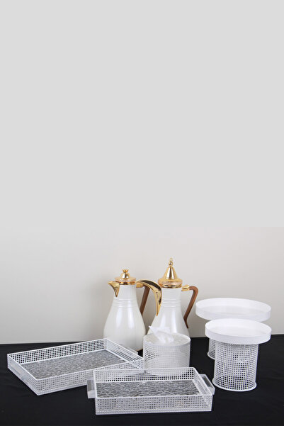 Generic Cake and dessert stand set + serving tray set + tea and coffee thermos set + tissue box holder in a luxurious royal design