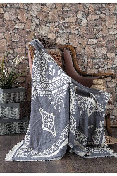 Çulha Dante Anthracite, 100% Cotton 130X170 cm Tv Blanket