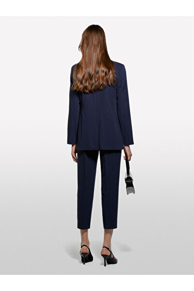 Sisley Stretch Viscose Single Button Regular Fit Blazer Jacket Women's Navy Blue Jacket - 325A2Kvxlw025