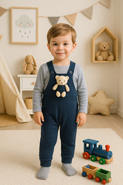 babynow BabyNova Oyuncaklı Triko Salopet Tulum