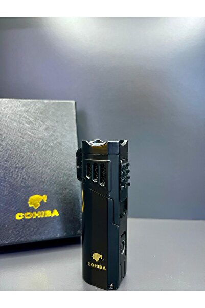 COHİBA 3 Torch Pürmüz Alevli Puro Sehpası ve Delicili Özel Üretim Profesyonel Çakmak
