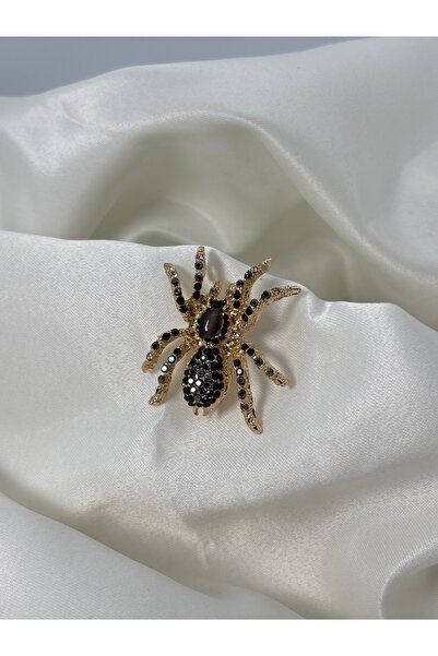 Uzak Işıklar Broş örümcek model zirkon taşlı siyah pirinç kaplama