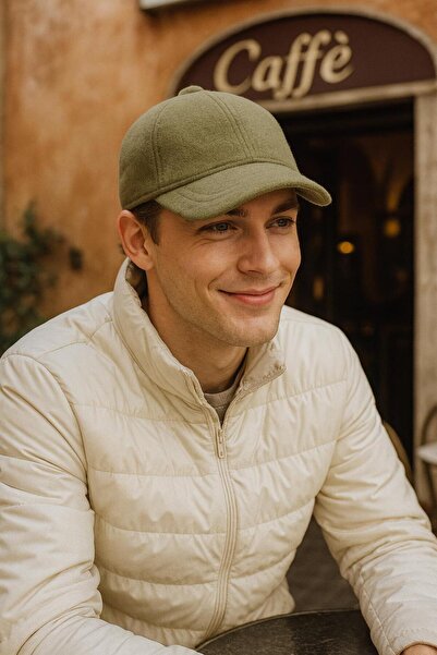 HAZAL KAYA ATELIER Khaki Cashmere Wool Men's Cap Hat