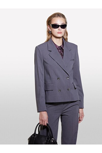 Sisley Wool Blended Flap Pocket Double-Breasted Jacket Women's Blue Jacket - 324A2Jyqlw02N