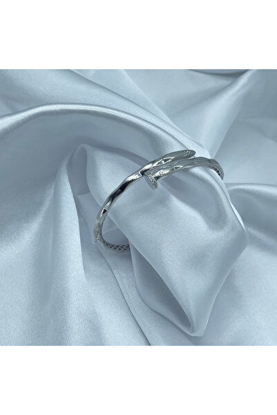 Amora Perla Jewelry Zincir Desenli Yılan Model 925 Ayar Gümüş Kelepçe-14 Beya...