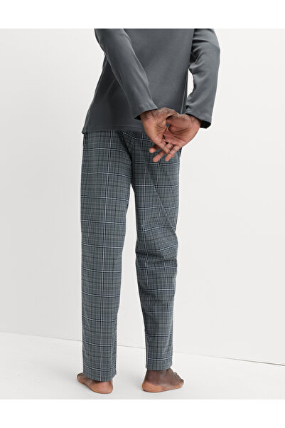 Marks & Spencer Saf Pamuklu Kareli Pijama Takımı