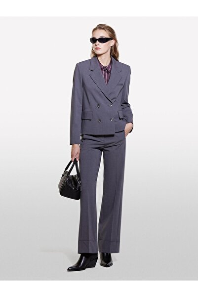 Sisley Wool Blended Flap Pocket Double-Breasted Jacket Women's Blue Jacket - 324A2Jyqlw02N